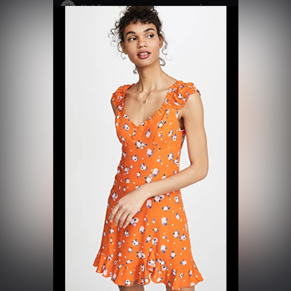 Free People| Orange Floral Dress Size XS NWT
